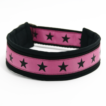 STARS - PINK - halvkvæler halsbånd - str. 20/28cm