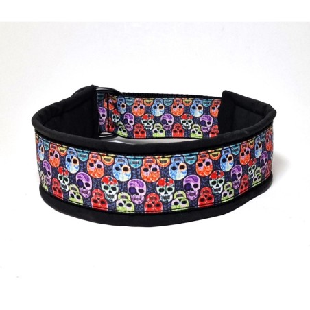COLORED SKULLS - Bredt Halvkvæler halsbånd - str. 45/52cm