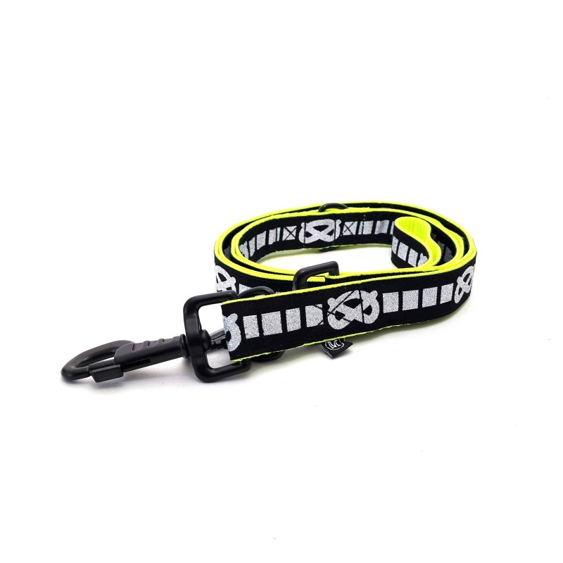 SBT Adjustable Leash - BLACK/SILVER - NEON YELLOW