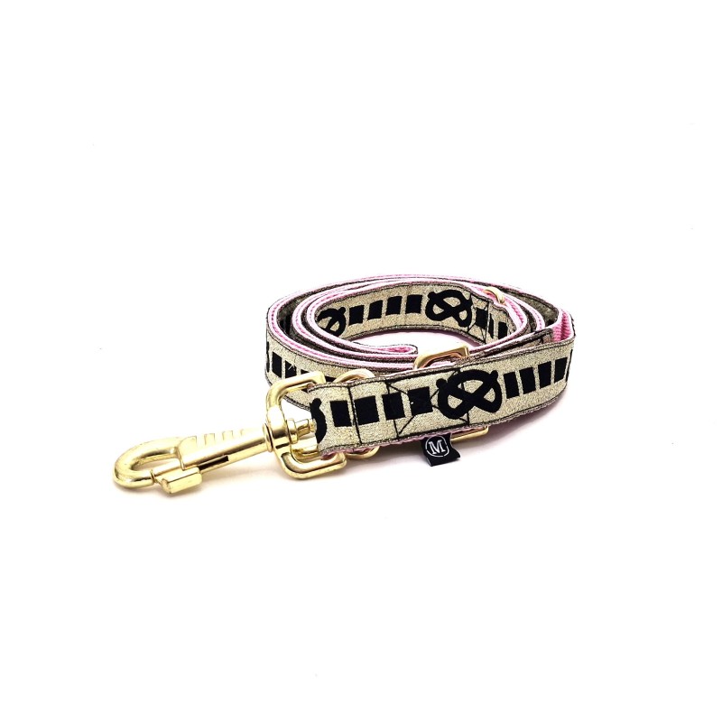 SBT Adjustable Leash - GOLD/BLACK - LIGHTPINK