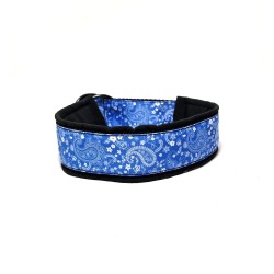BLUE BANDANA - Bredt - halvkvæler halsbånd - str. 40/48cm