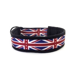 Union Jack - Mørk blå - halvkvæler halsbånd - sort - str. 40/48cm