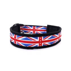 Union Jack - Lys blå - halvkvæler halsbånd - Sort - str. 40/48cm