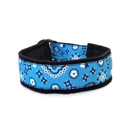 Blå bandana - Bred -halvkvæler halsbånd - Sort - str. 40/48cm