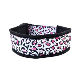Pink leopard - Bred -halvkvæler halsbånd - Sort - str. 40/48cm