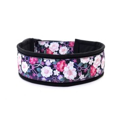 Flowers - Bred -halvkvæler halsbånd - Sort - str. 40/48cm
