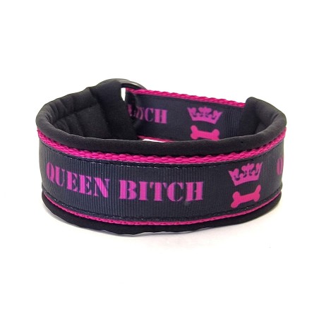 Queen Bitch - Lilla - halvkvæler halsbånd - str. 20/28cm